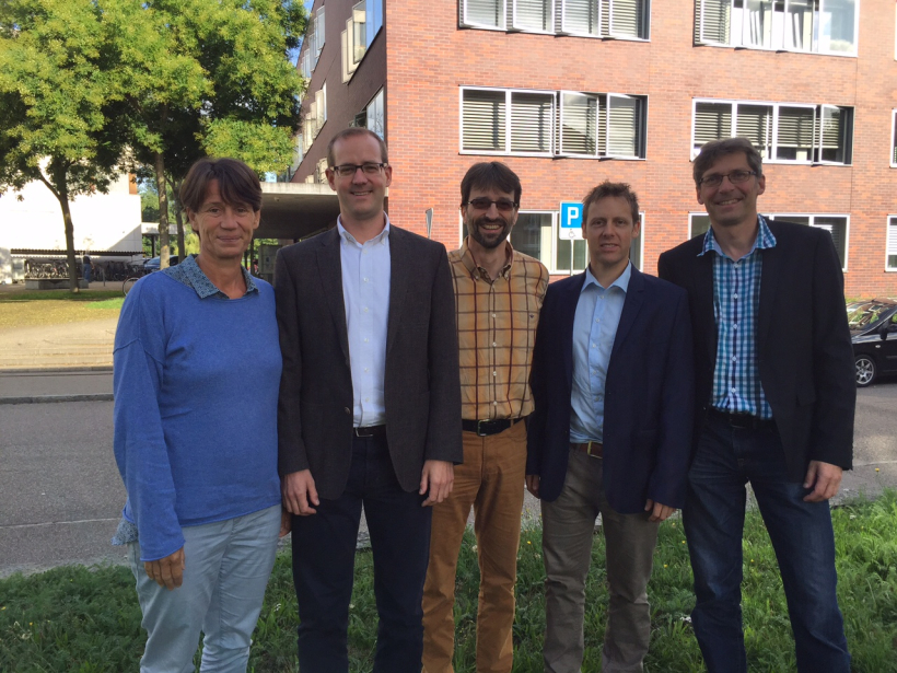 Die neue Schulleitung Kindergarten und Primarschule Allschwil (v.l.n.r.): Caroline Müller, Pascal Ryf, Roland Gindrat, Stefan Beck und Christian Engels. Foto zVg