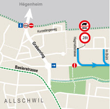 Wegfahrt LKW Busse nur Richtung Basel