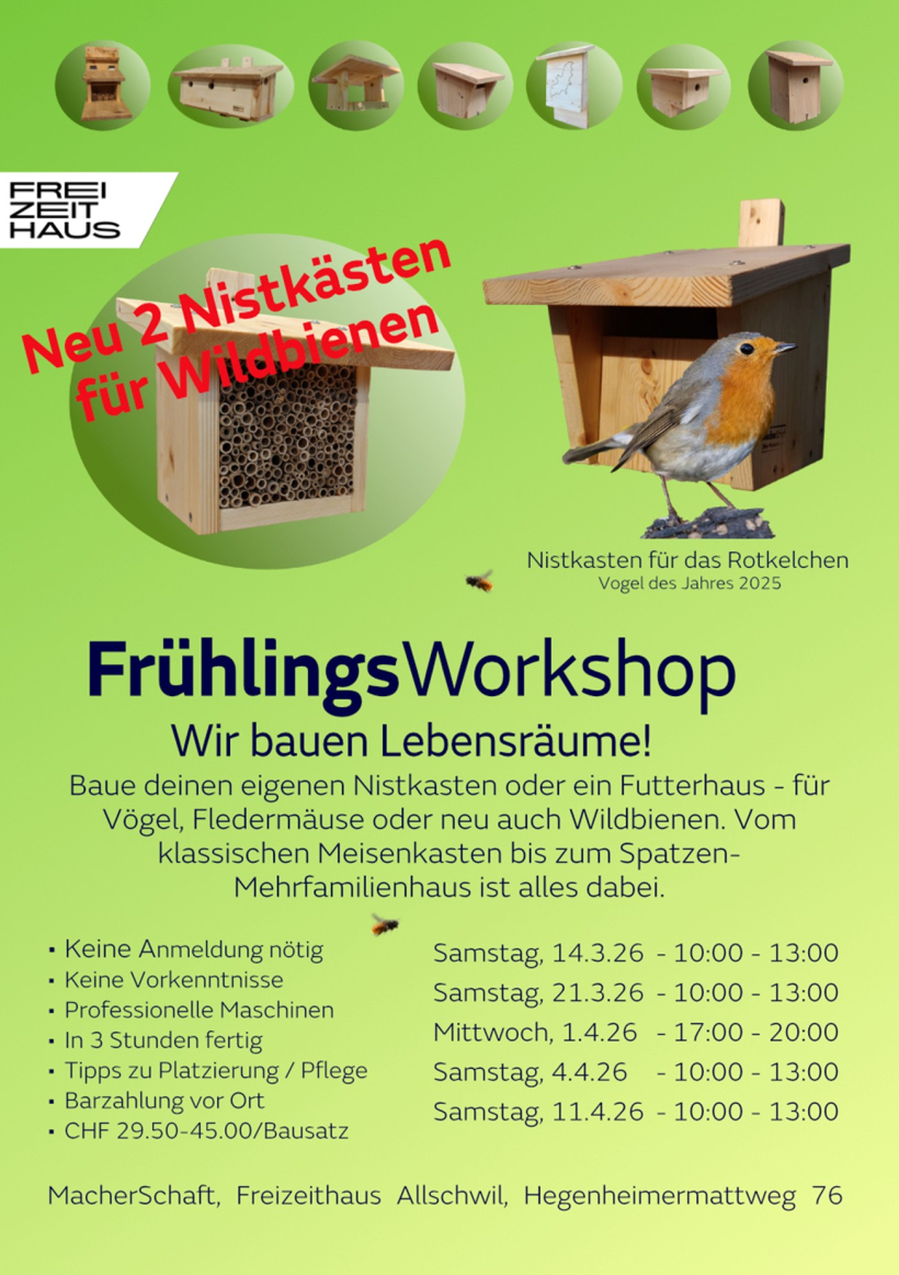 Nistkästen und Futterhäuser