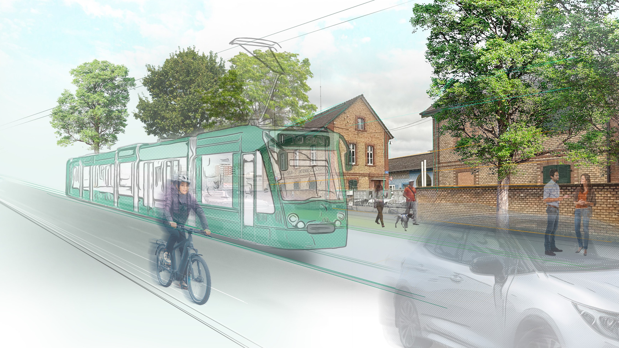 Neue Binningerstrasse mit Tramverlängerung (Visualisierung Stauffenegger + Partner)